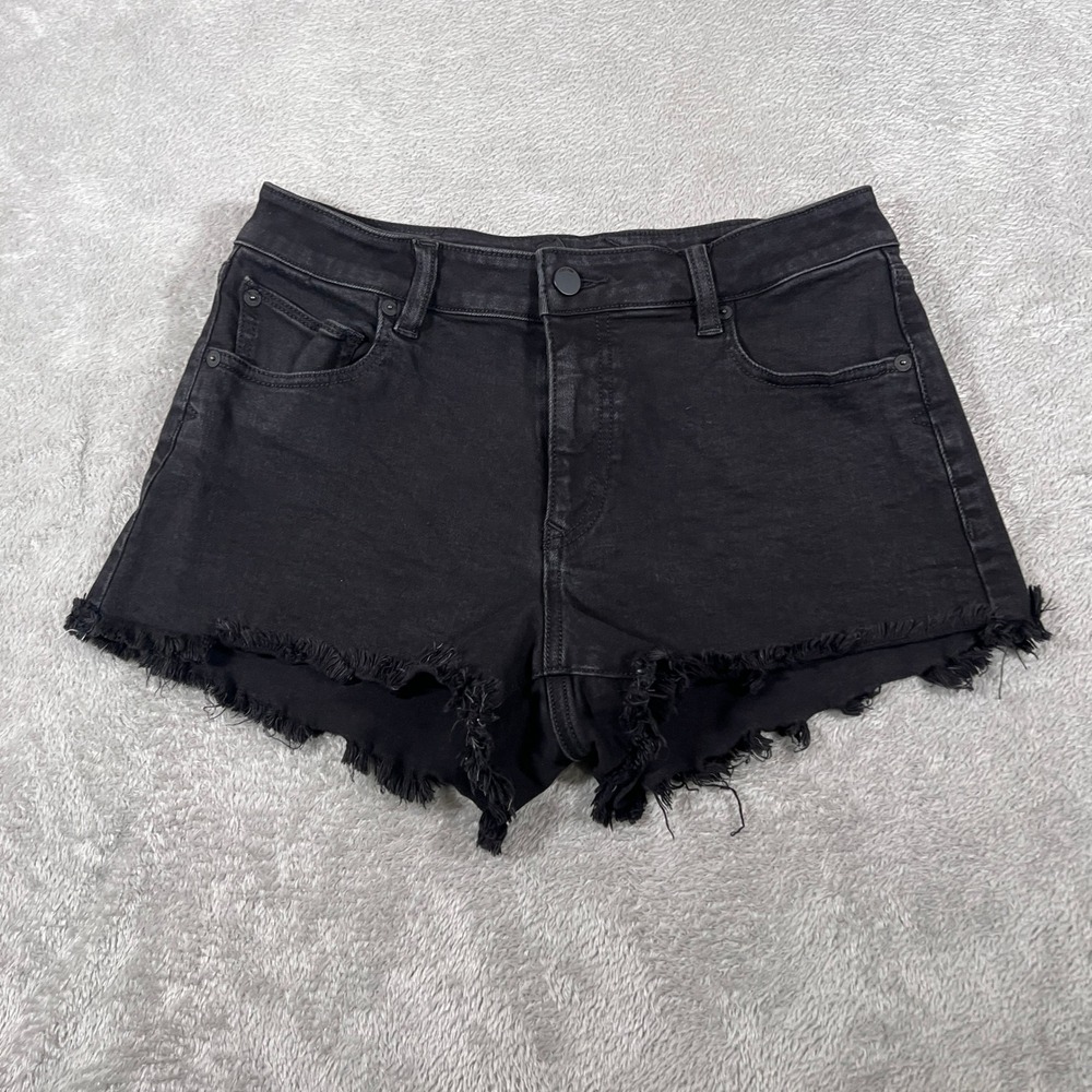 Volcom Stoney Stretch Black Denim Shorts Women's Size 28 Frayed Hem